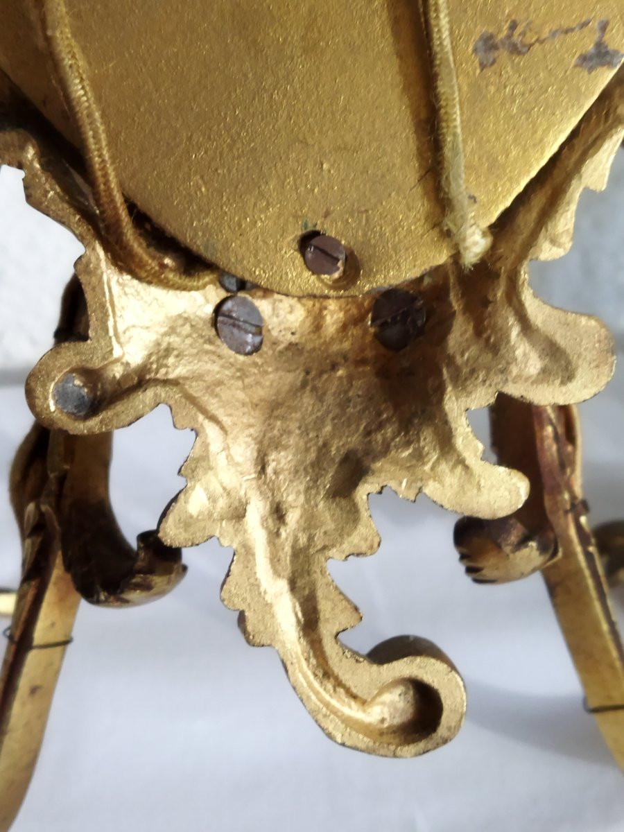 2 Louis XV Style Bronze Wall Mirror Sconces-photo-5