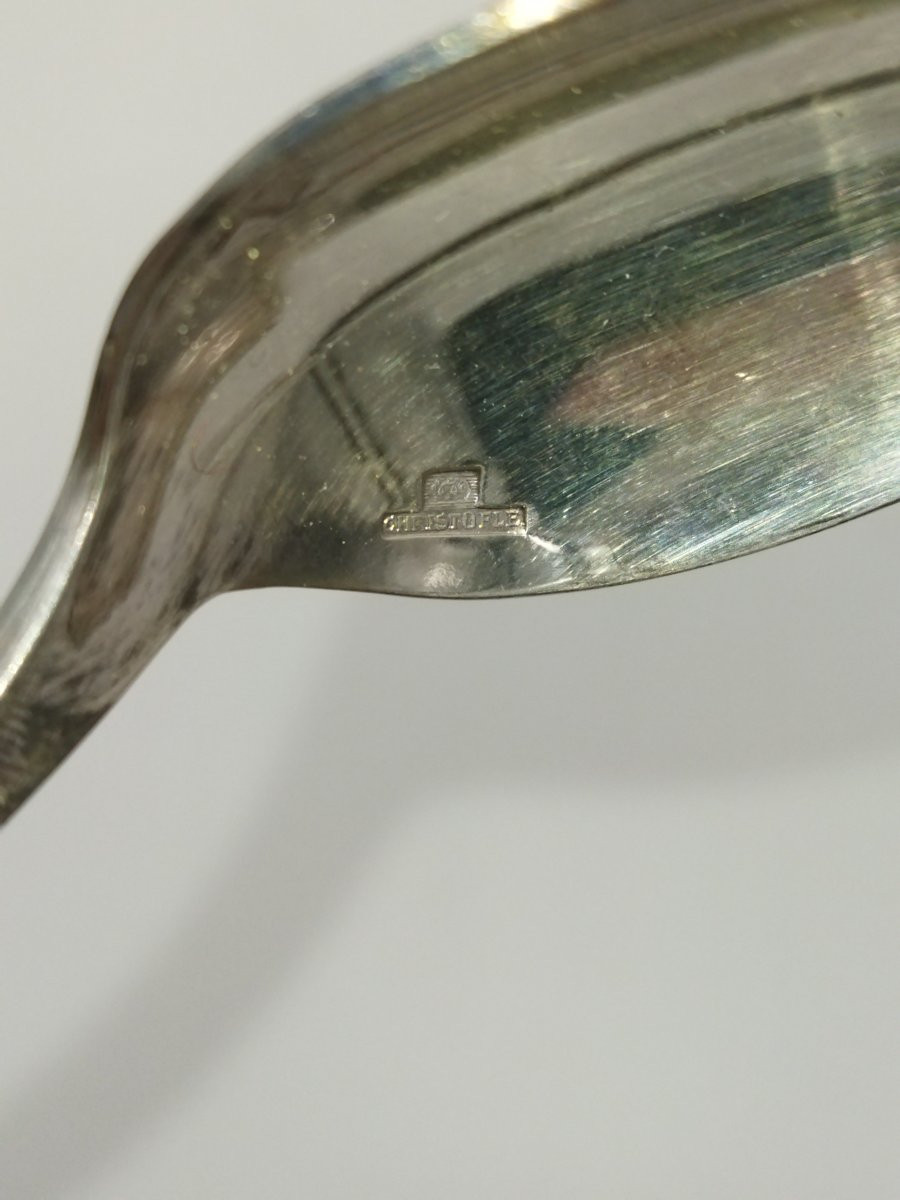 Christofle 12 Mazagran Sorbet Spoons, Silver-plated Metal, Hallmarked, Tableware-photo-5