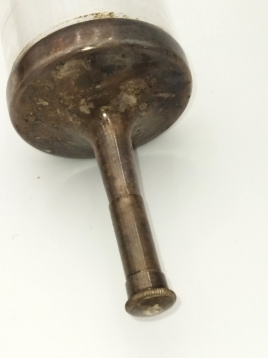 Collin Medical Syringe In Nickel-plated Metal And Graduated Glass Curiosity Collection-photo-4