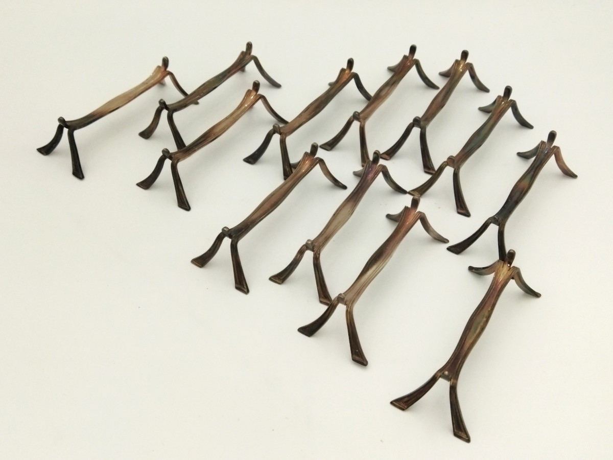 Christofle Set Of 12 Silver-plated Metal Knife Rests, Hallmarked Tableware