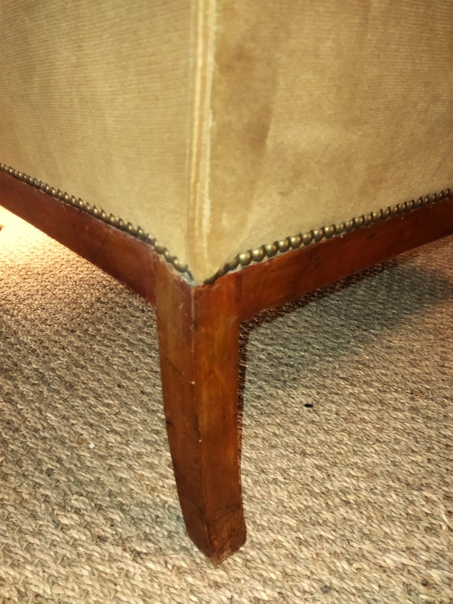 ART DÉCO Paire de Fauteuils Bois massif et Tissu mordoré-photo-4