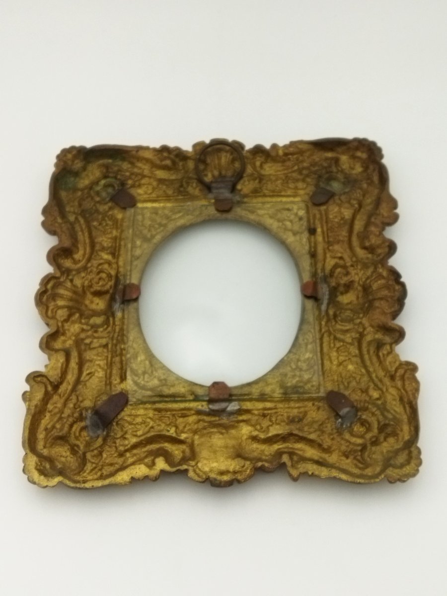 CADRE-PHOTO Mural ancien Porte Photo Bronze Massif Doré Style LOUIS XV-photo-1