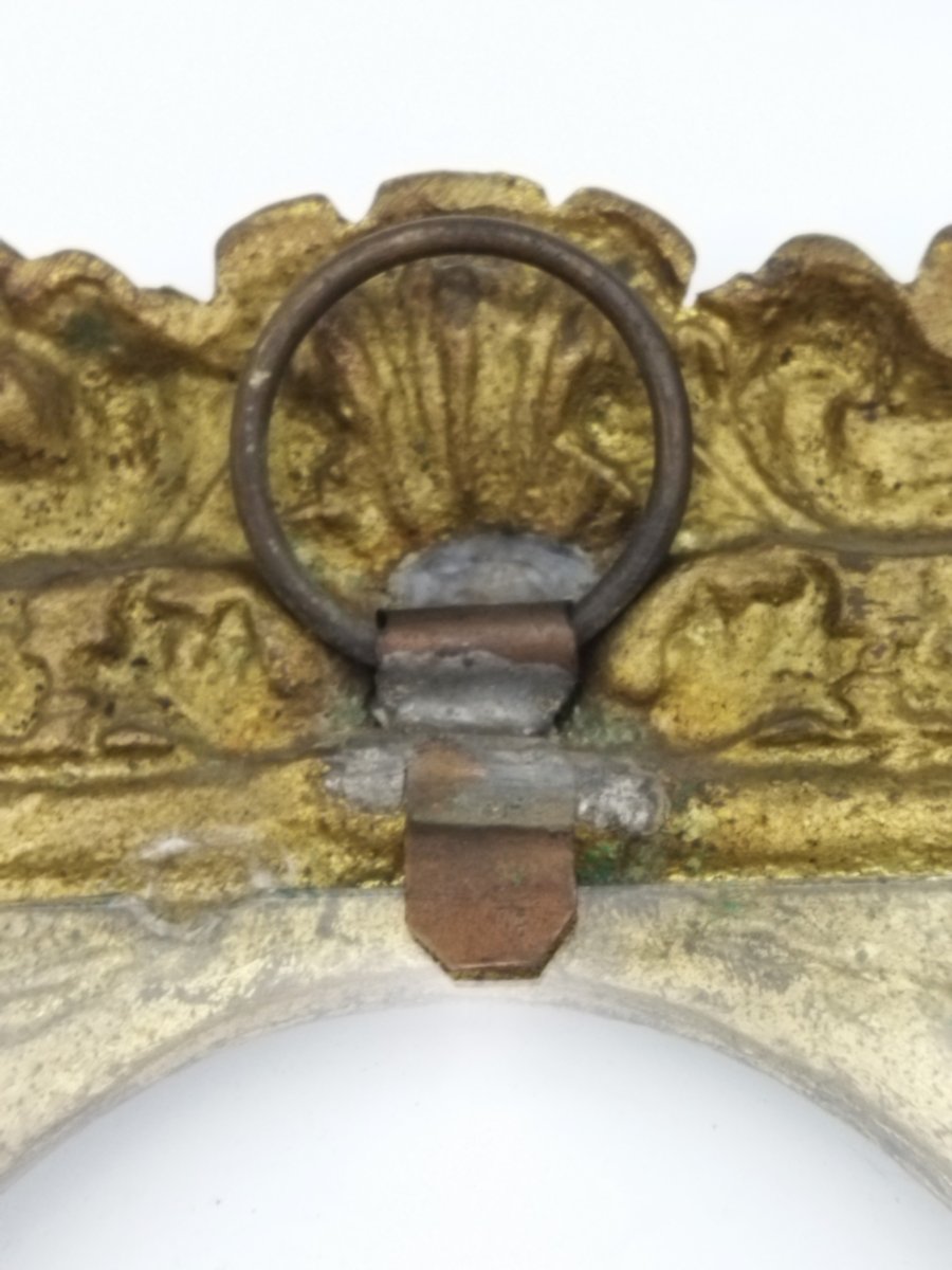 CADRE-PHOTO Mural ancien Porte Photo Bronze Massif Doré Style LOUIS XV-photo-2