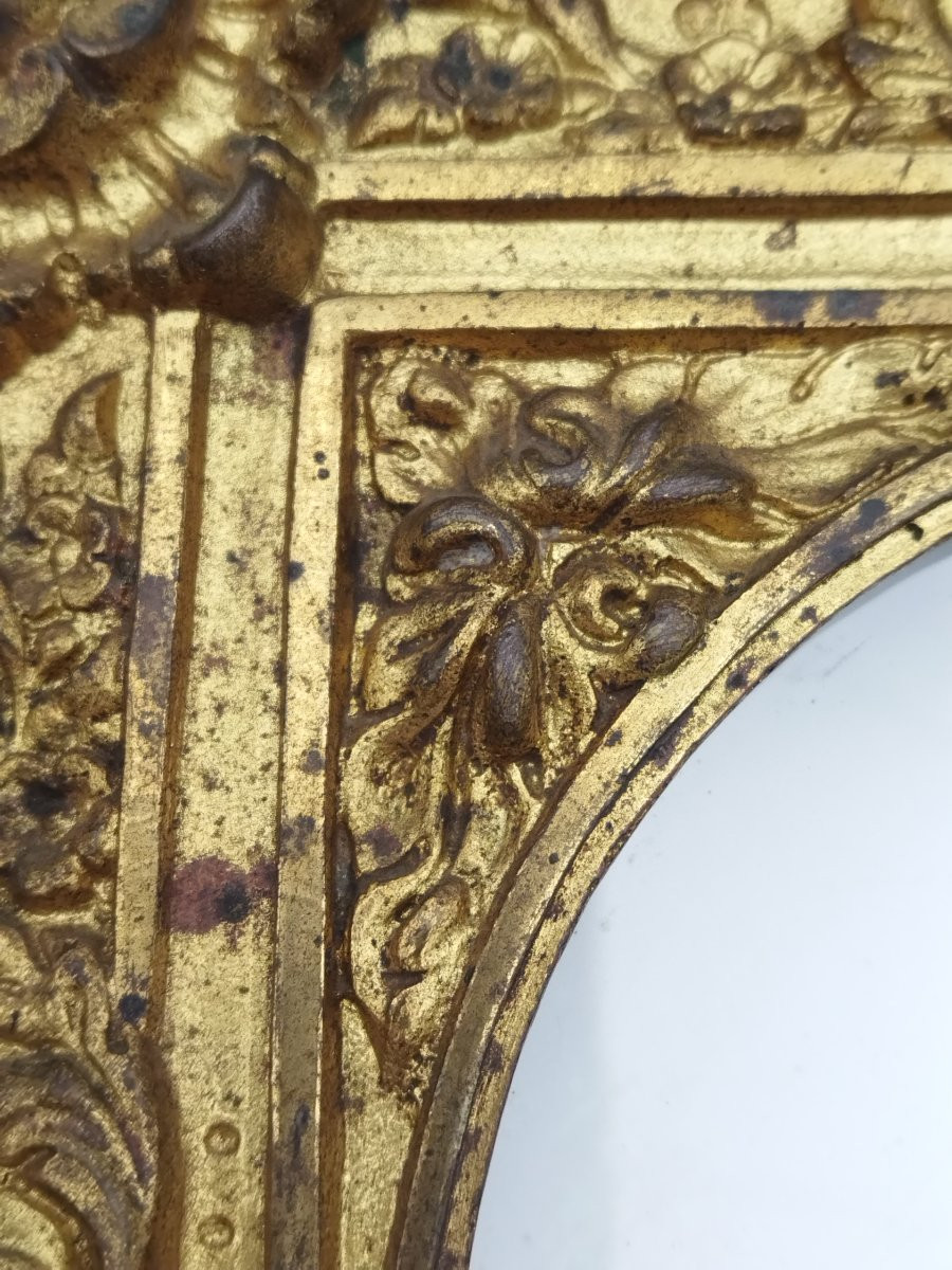 CADRE-PHOTO Mural ancien Porte Photo Bronze Massif Doré Style LOUIS XV-photo-3
