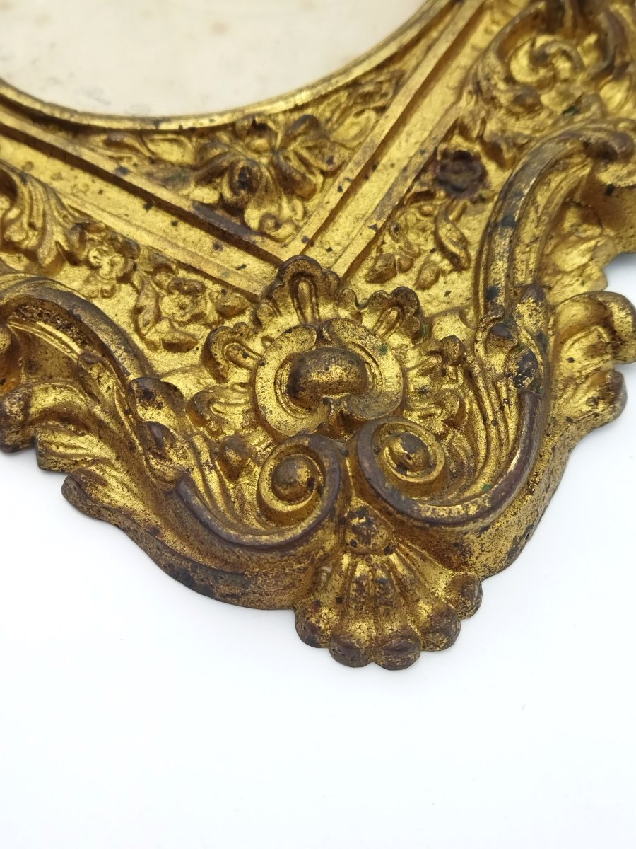 CADRE-PHOTO Mural ancien Porte Photo Bronze Massif Doré Style LOUIS XV-photo-5