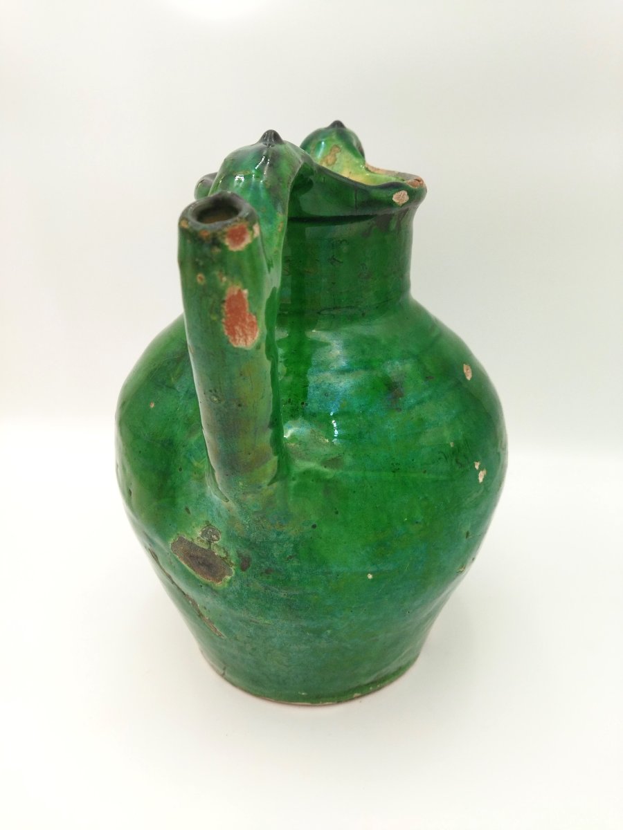 Orjol Antique Green Glazed Terracotta Water Jug, Pottery Collection-photo-3
