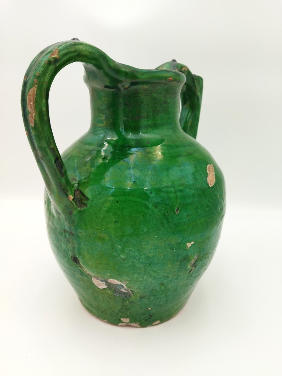 Orjol Antique Green Glazed Terracotta Water Jug, Pottery Collection-photo-1