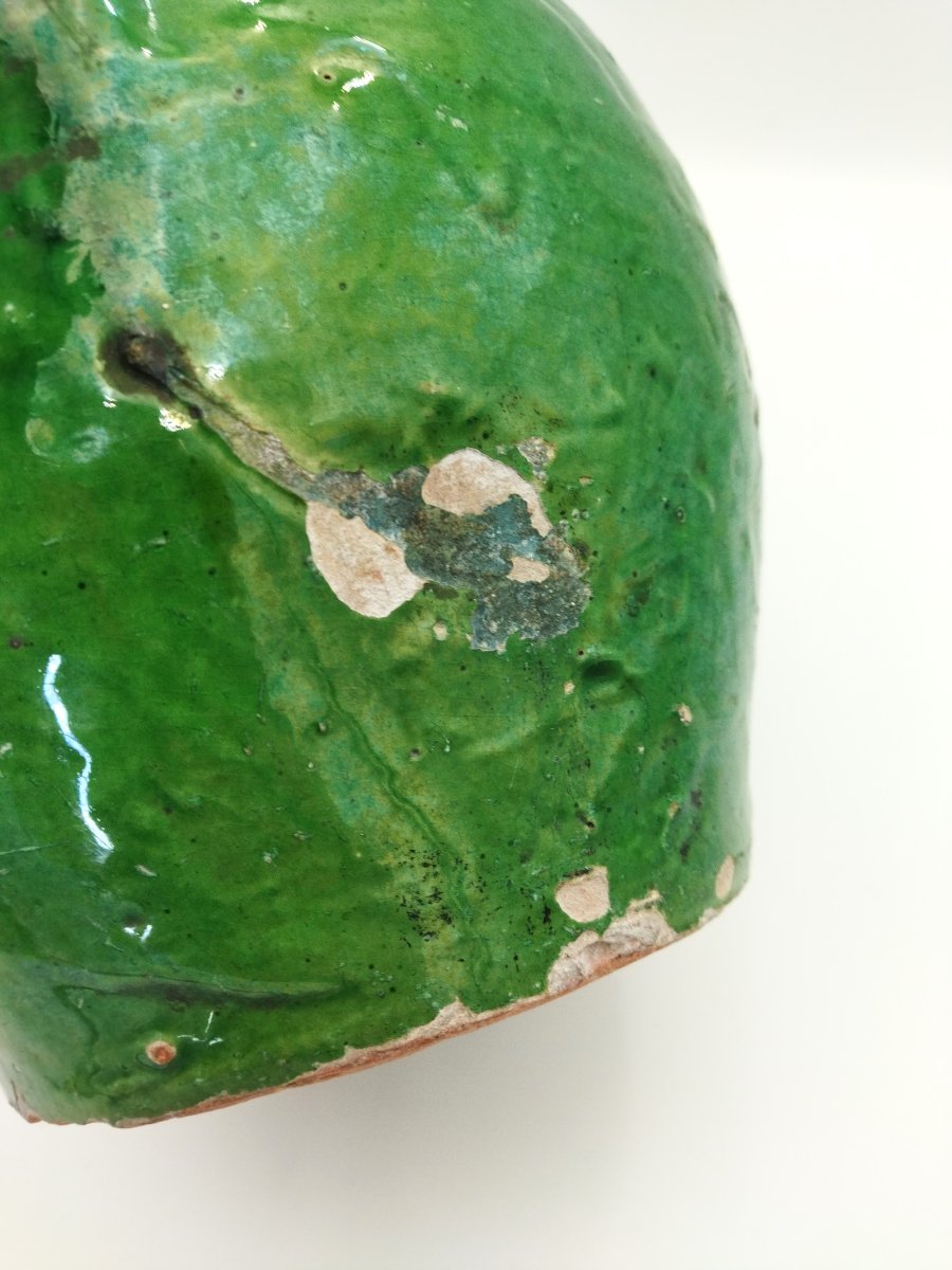 Orjol Antique Green Glazed Terracotta Water Jug, Pottery Collection-photo-2