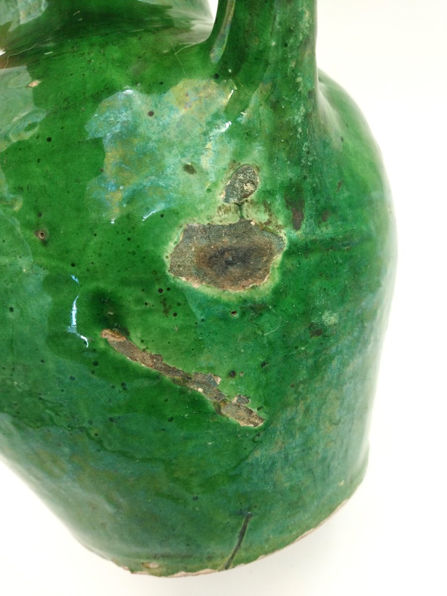 Orjol Antique Green Glazed Terracotta Water Jug, Pottery Collection-photo-4