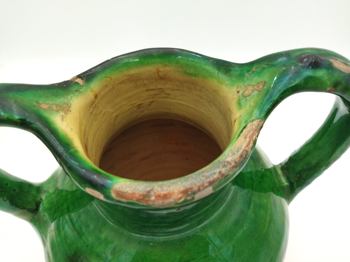 Orjol Antique Green Glazed Terracotta Water Jug, Pottery Collection-photo-5
