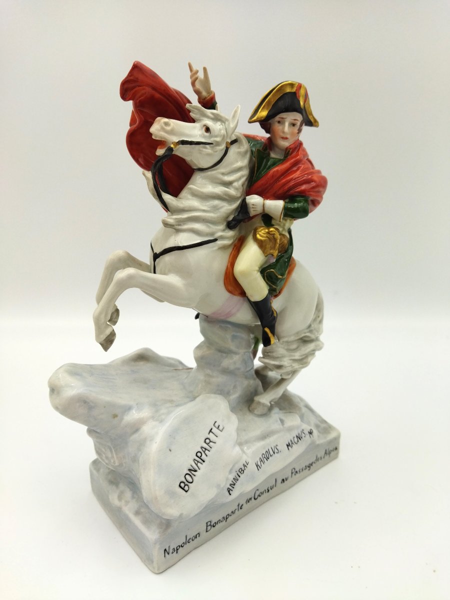 Napoleon I Enamelled Porcelain Statuette Bonaparte I Consul Crossing The Alps-photo-1