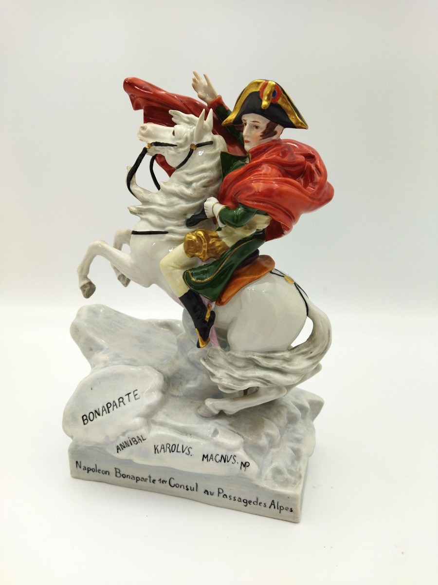Napoleon I Enamelled Porcelain Statuette Bonaparte I Consul Crossing The Alps
