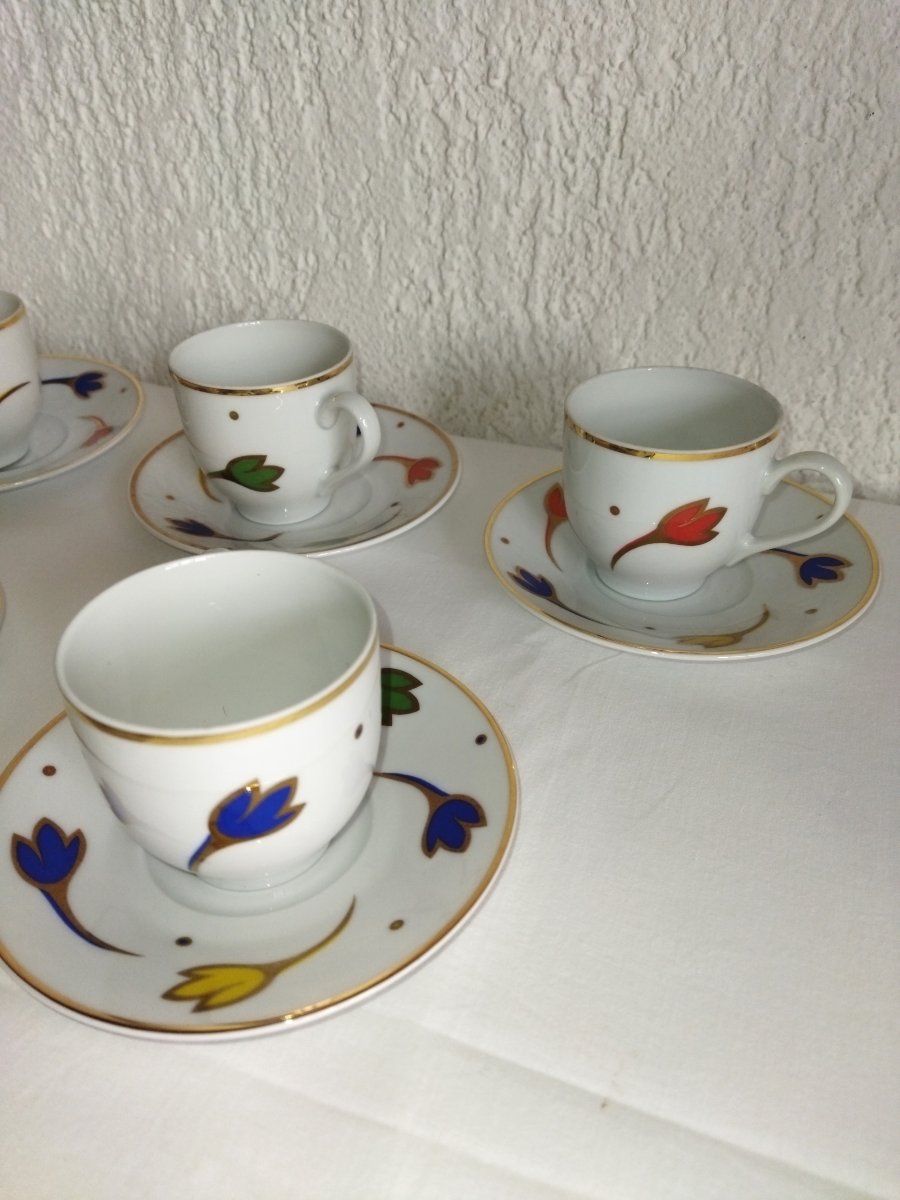 Royal Limoges Vintage Coffee Service With Floral And Gold Pattern-photo-2