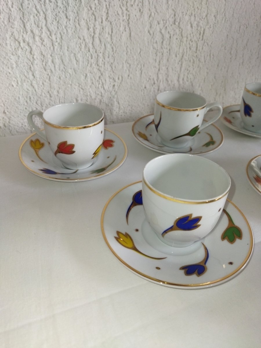 Royal Limoges Vintage Coffee Service With Floral And Gold Pattern-photo-3