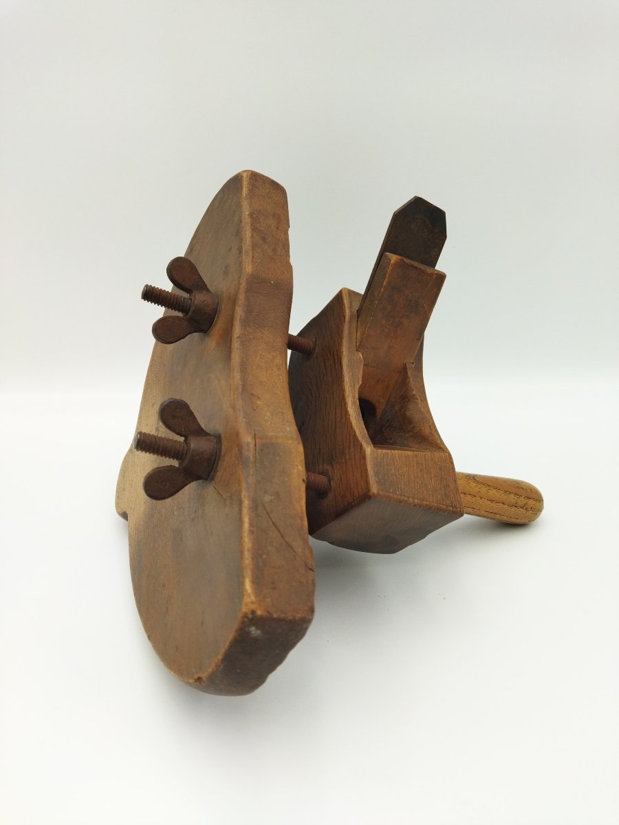Antique Cooper's Plane In Solid Wood With Goldenberg Blade For Barrel Staves-photo-6