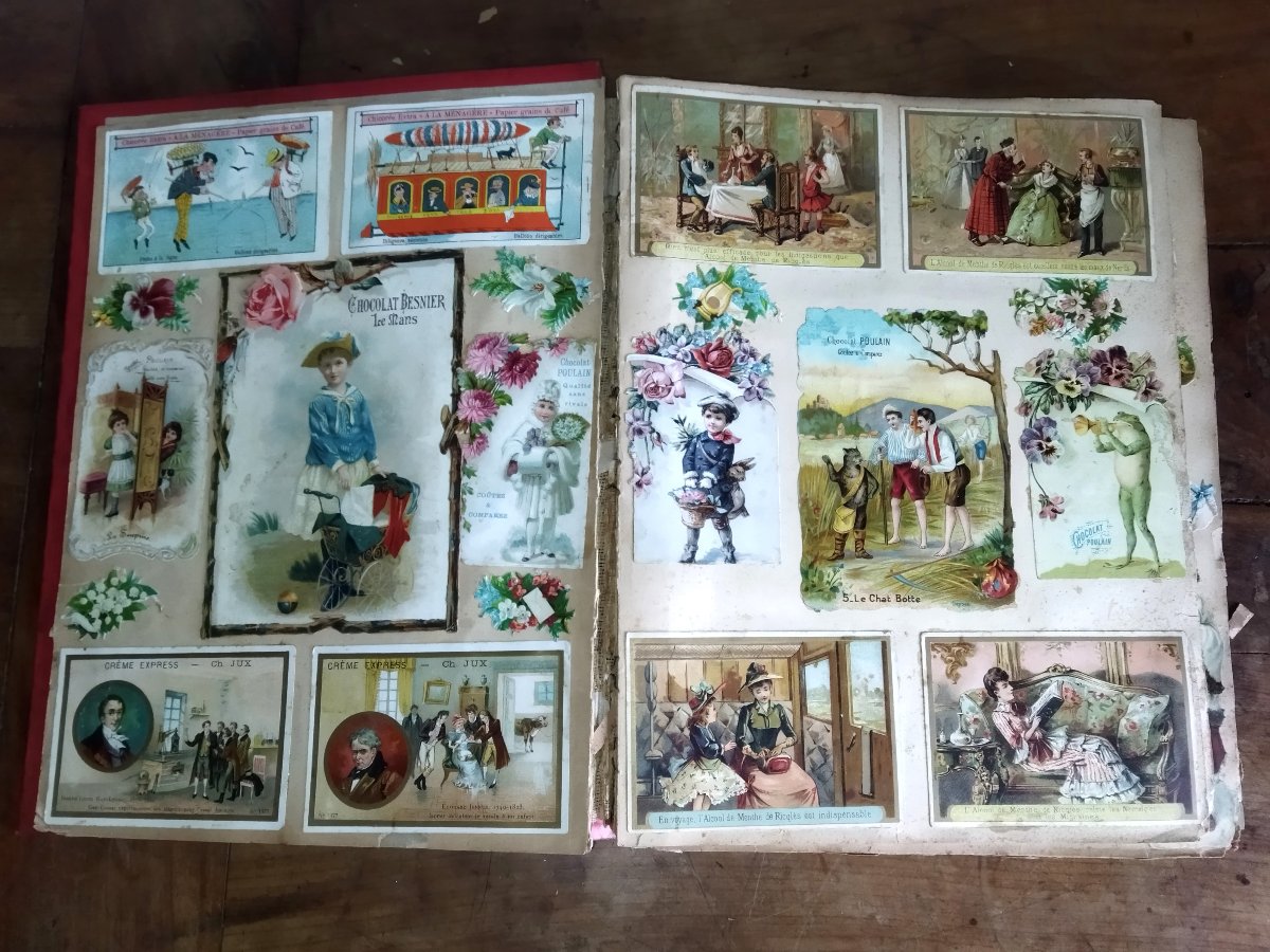 ALBUM DE CHROMO Cartes publicitaires Chocolat Louit Poulain  Lombart Suchard...ART NOUVEAU XIX -photo-2