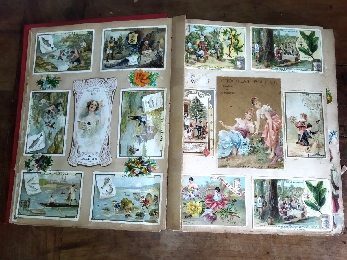 ALBUM DE CHROMO Cartes publicitaires Chocolat Louit Poulain  Lombart Suchard...ART NOUVEAU XIX -photo-3