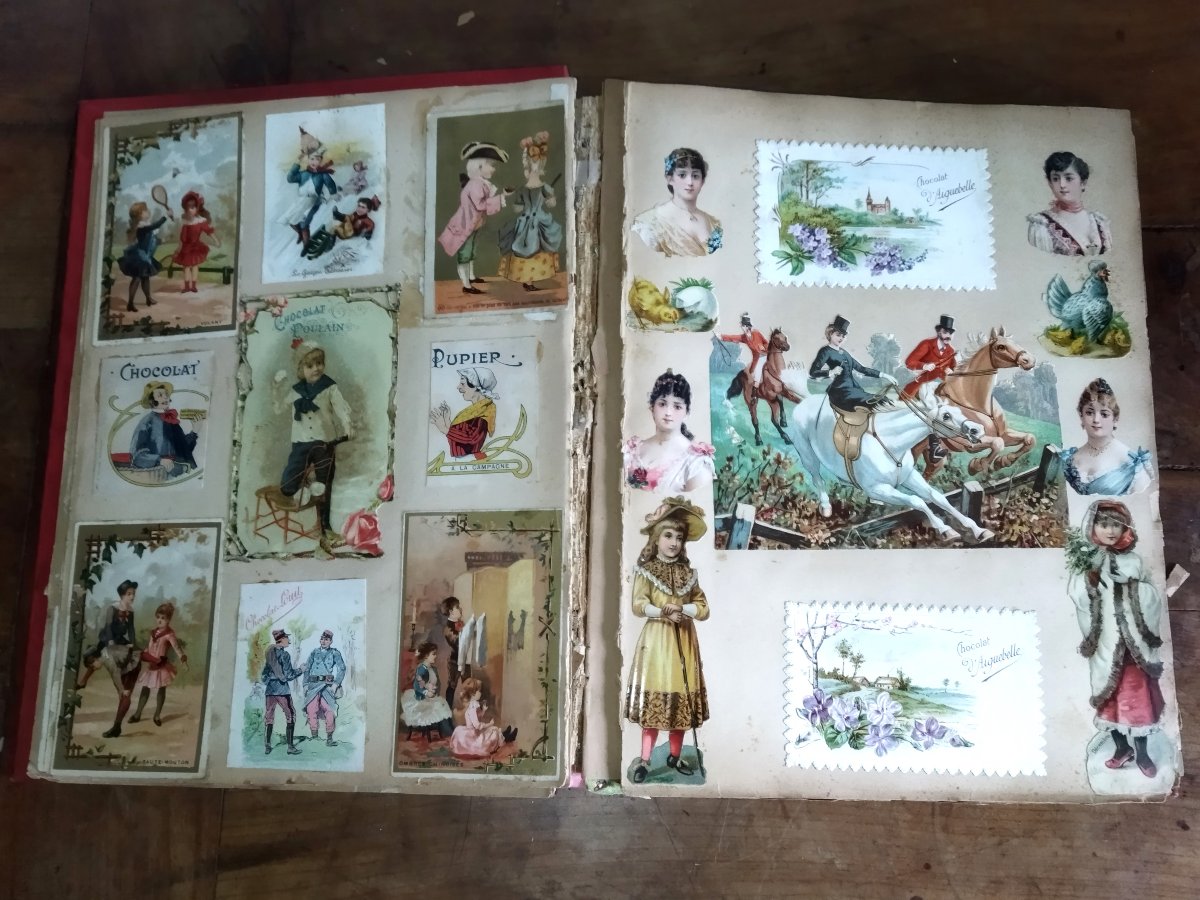 ALBUM DE CHROMO Cartes publicitaires Chocolat Louit Poulain  Lombart Suchard...ART NOUVEAU XIX -photo-4