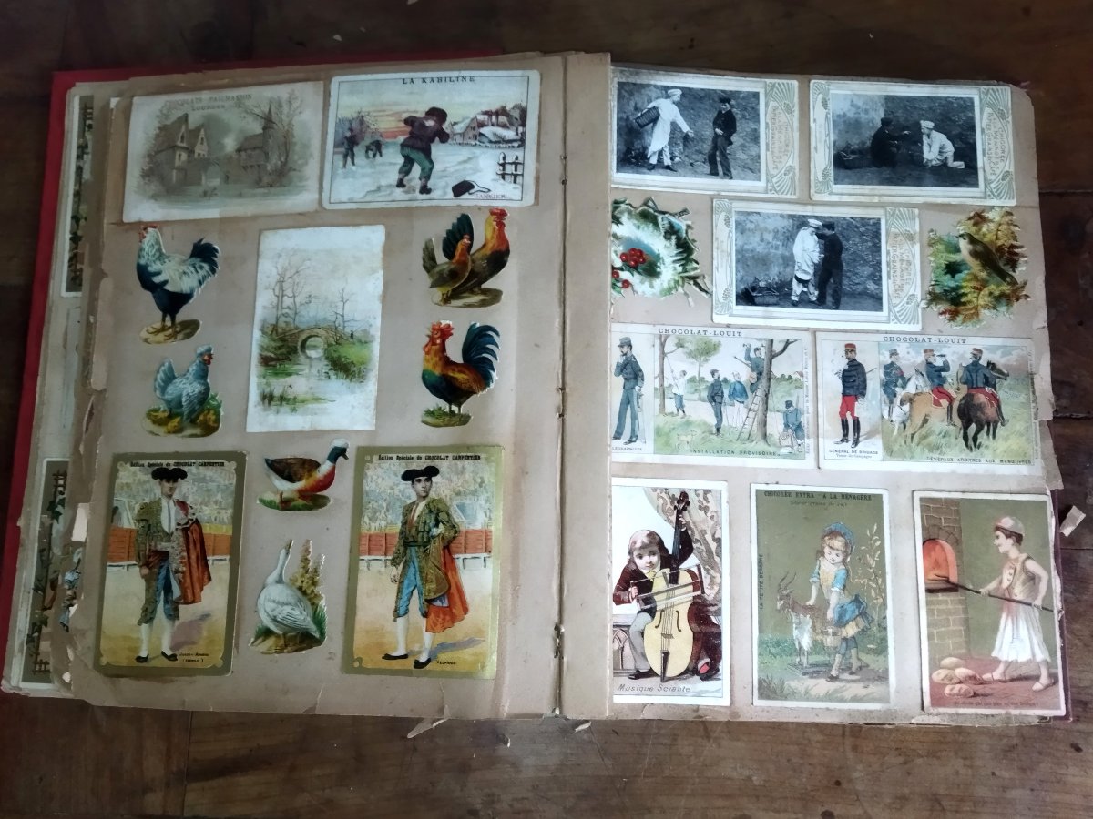 ALBUM DE CHROMO Cartes publicitaires Chocolat Louit Poulain  Lombart Suchard...ART NOUVEAU XIX -photo-3