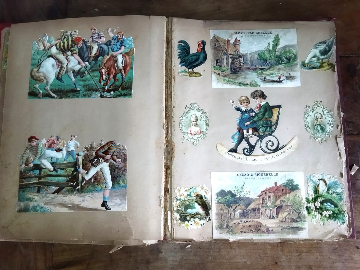 ALBUM DE CHROMO Cartes publicitaires Chocolat Louit Poulain  Lombart Suchard...ART NOUVEAU XIX -photo-5
