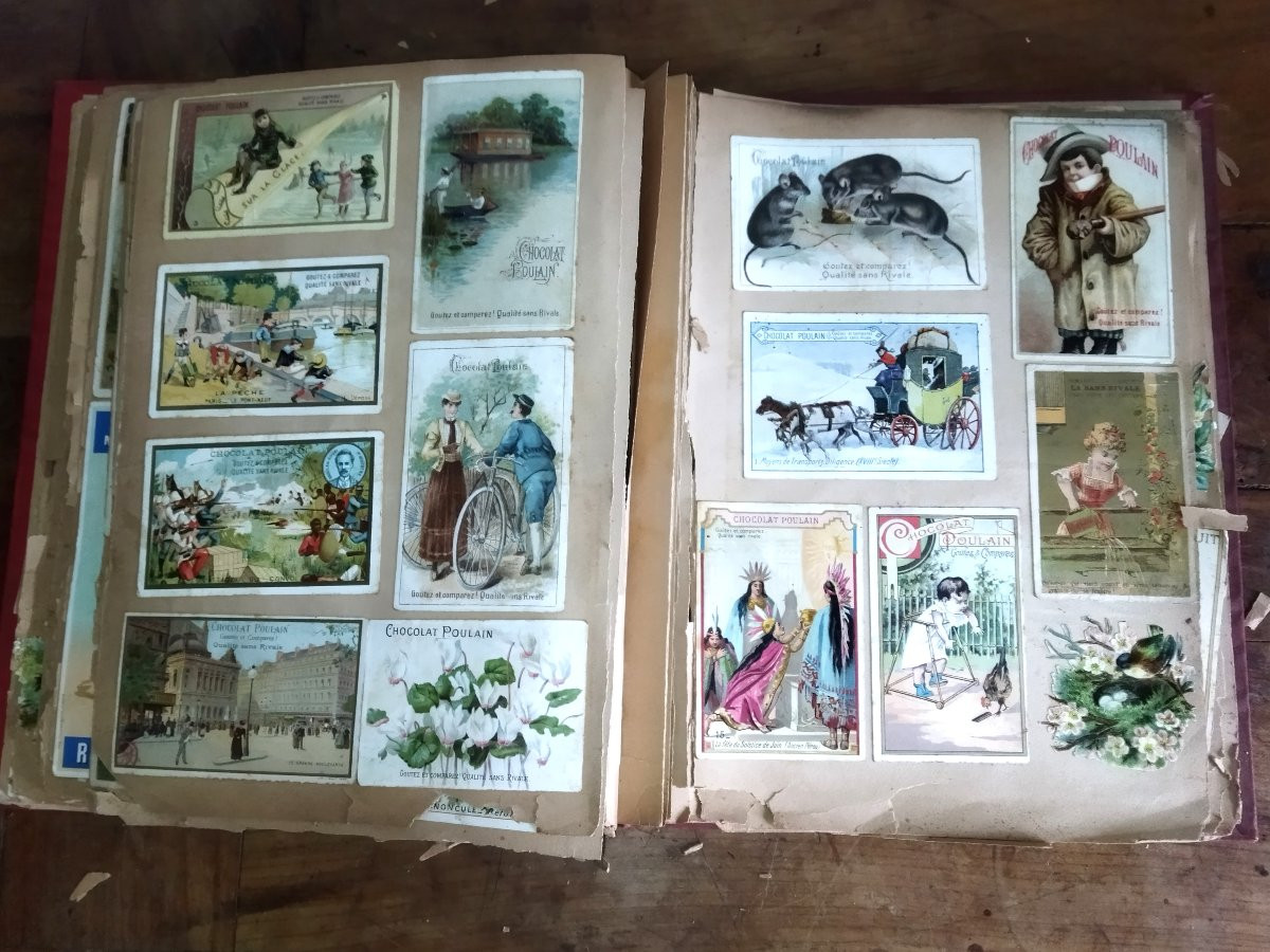 ALBUM DE CHROMO Cartes publicitaires Chocolat Louit Poulain  Lombart Suchard...ART NOUVEAU XIX -photo-7