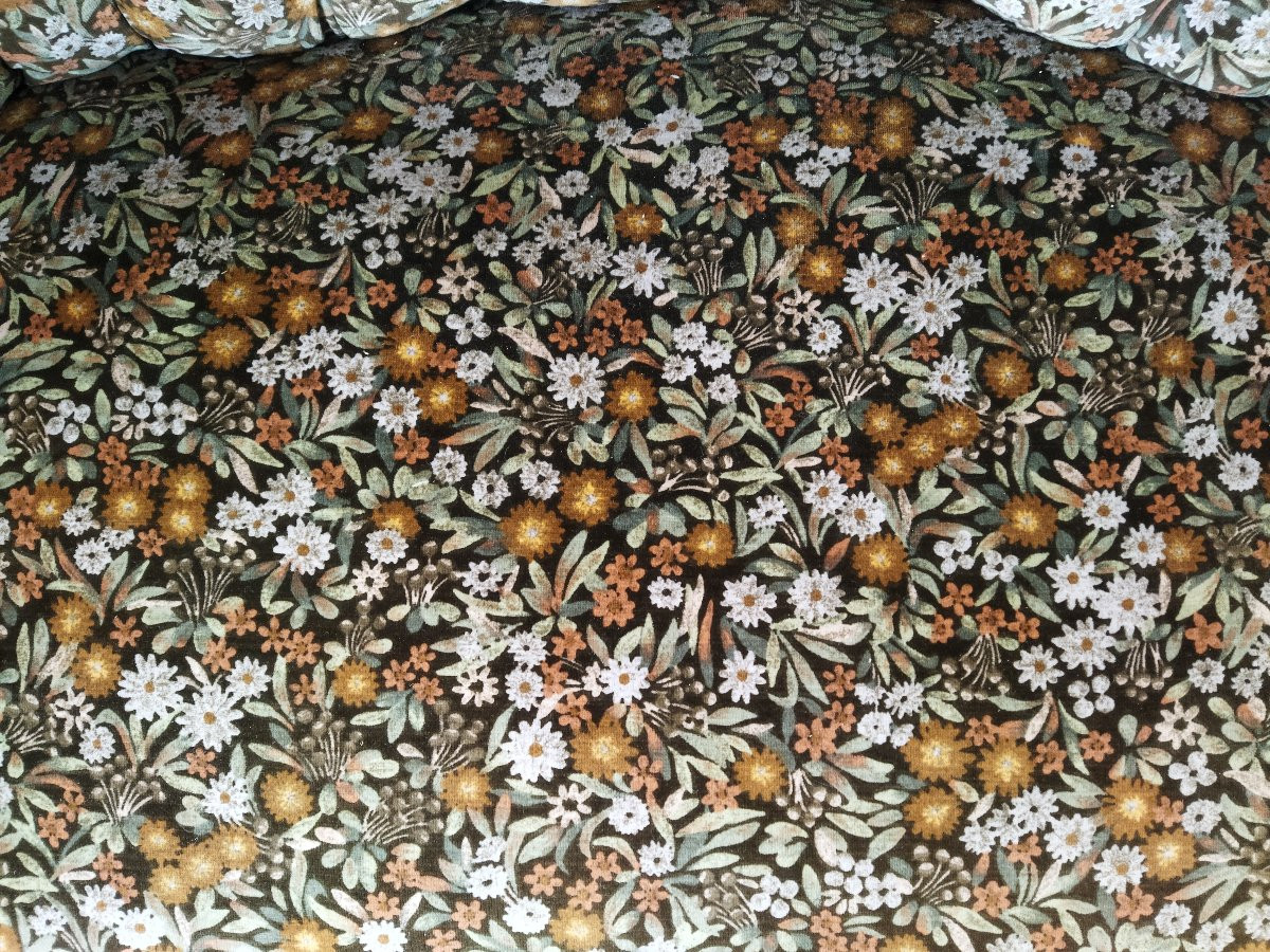 Bench Sofa, Antique Style, 2 Seater, Solid Wood, Floral Upholstery -photo-5