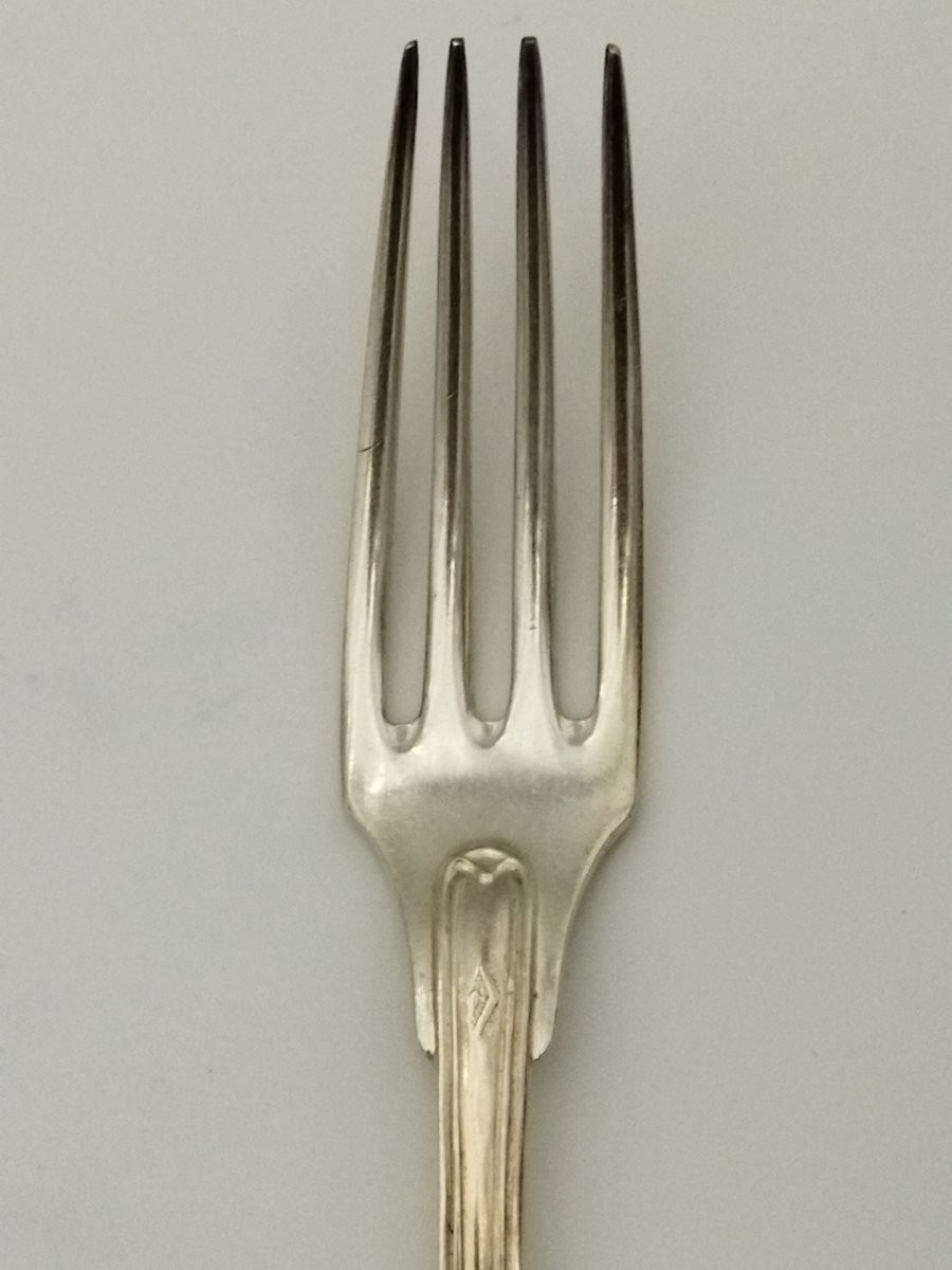 Série de 11 Fourchettes en Argent massif Minerve Poinçon Orfèvre MAITREAU  XIX-photo-3