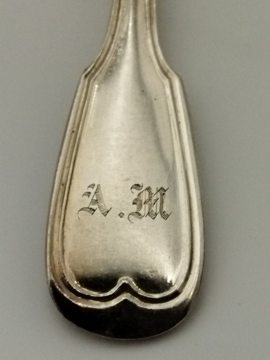 Série de 11 Fourchettes en Argent massif Minerve Poinçon Orfèvre MAITREAU  XIX-photo-5