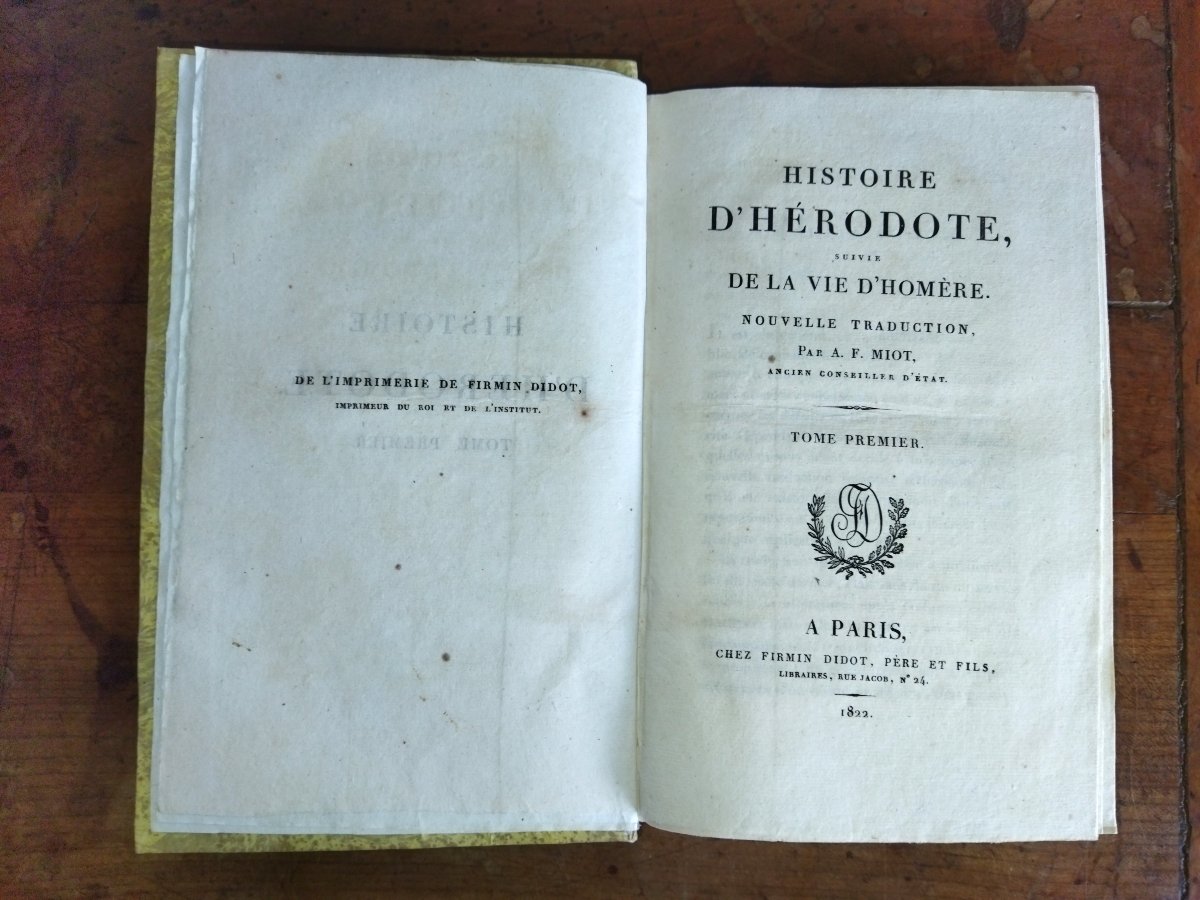 Herodotus Followed By The Life Of Homer Ancient Books 1822 Miot -photo-1