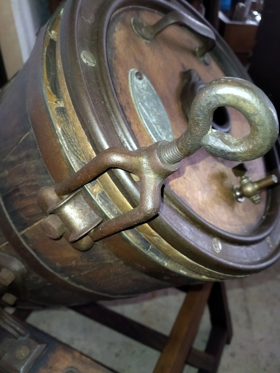 Antique Butter Churn, Wood And Steel/cast Iron "la Simplex" Folk Art-photo-4