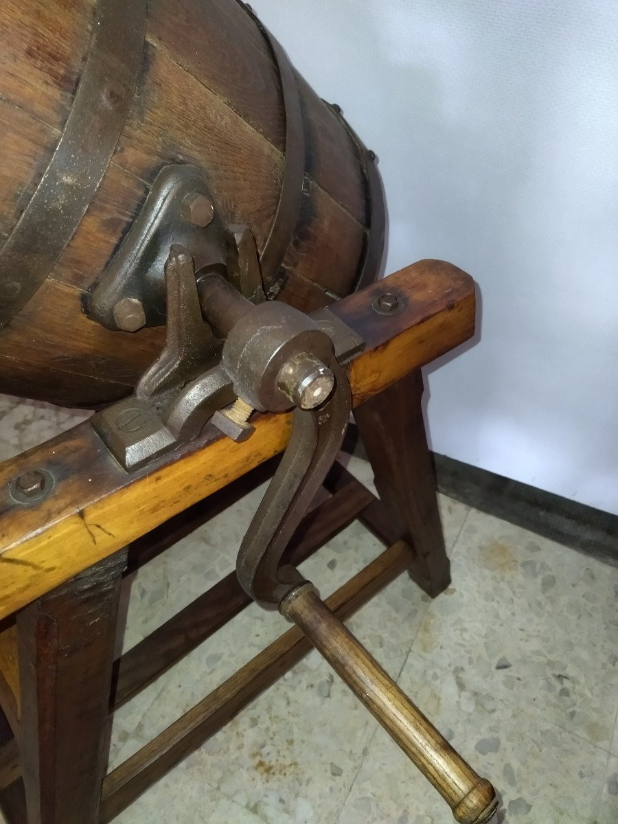 Antique Butter Churn, Wood And Steel/cast Iron "la Simplex" Folk Art-photo-5