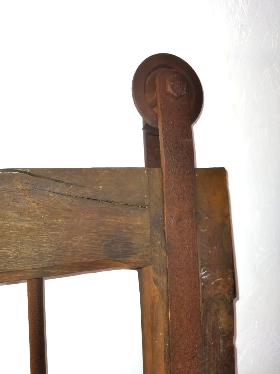 Antique Openwork Stable Door, Solid Wood And Wrought Iron -photo-2