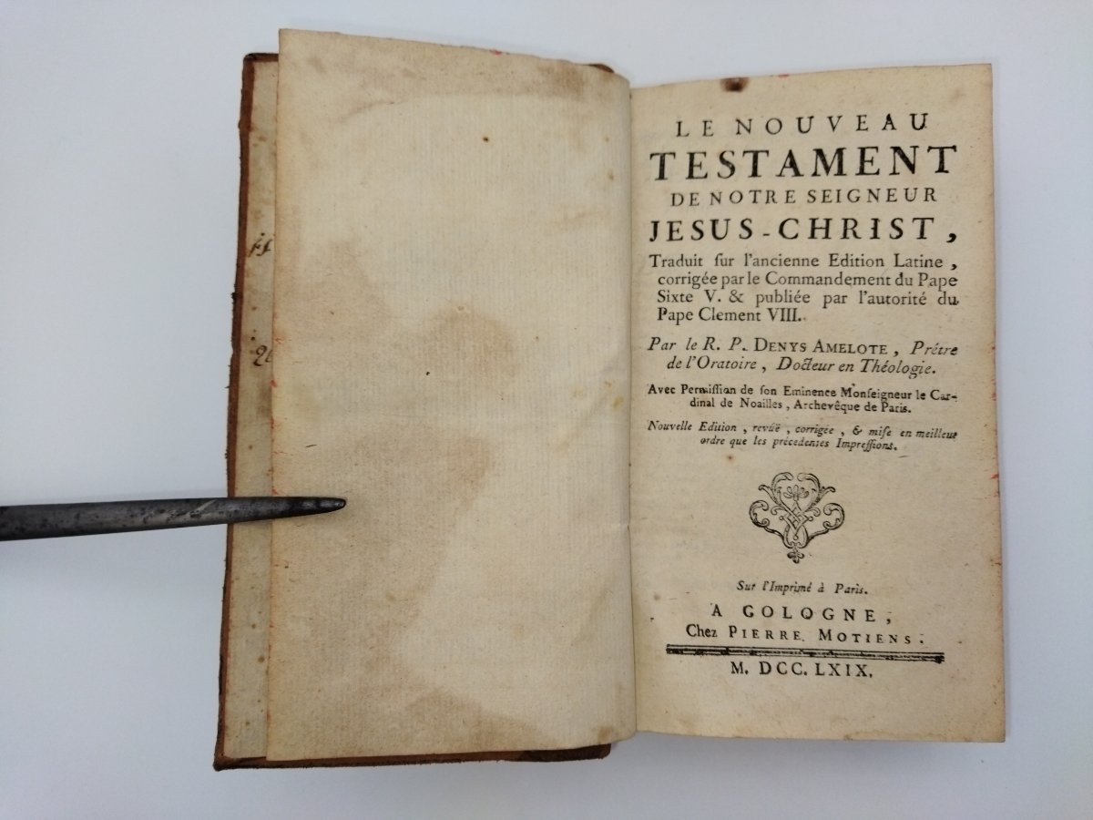 New Testament Of Jesus Christ Ancient Religious Book By Denys Amelote 1769-photo-2