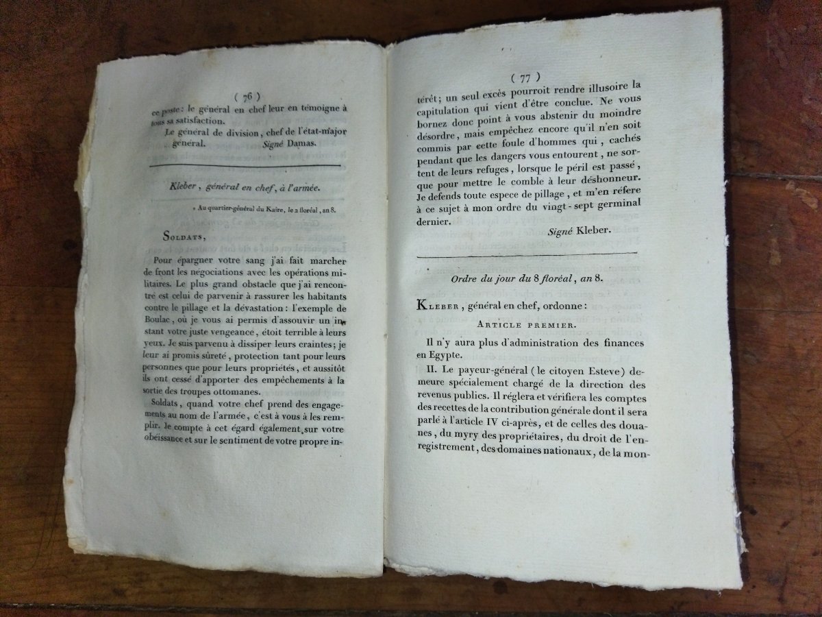 NAPOLÉON BONAPARTE Pièces Officielles Armée d'ÉGYPTE Livre ancien Collection AN IX  BERTHIER-photo-3