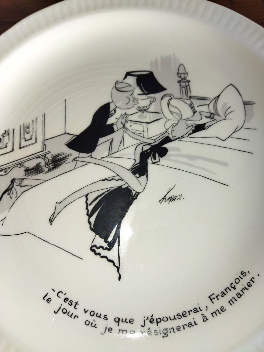 Jacques Faizant, Illustrator. Series Of 12 Illustrated And Captioned Dessert Plates. Collection-photo-5