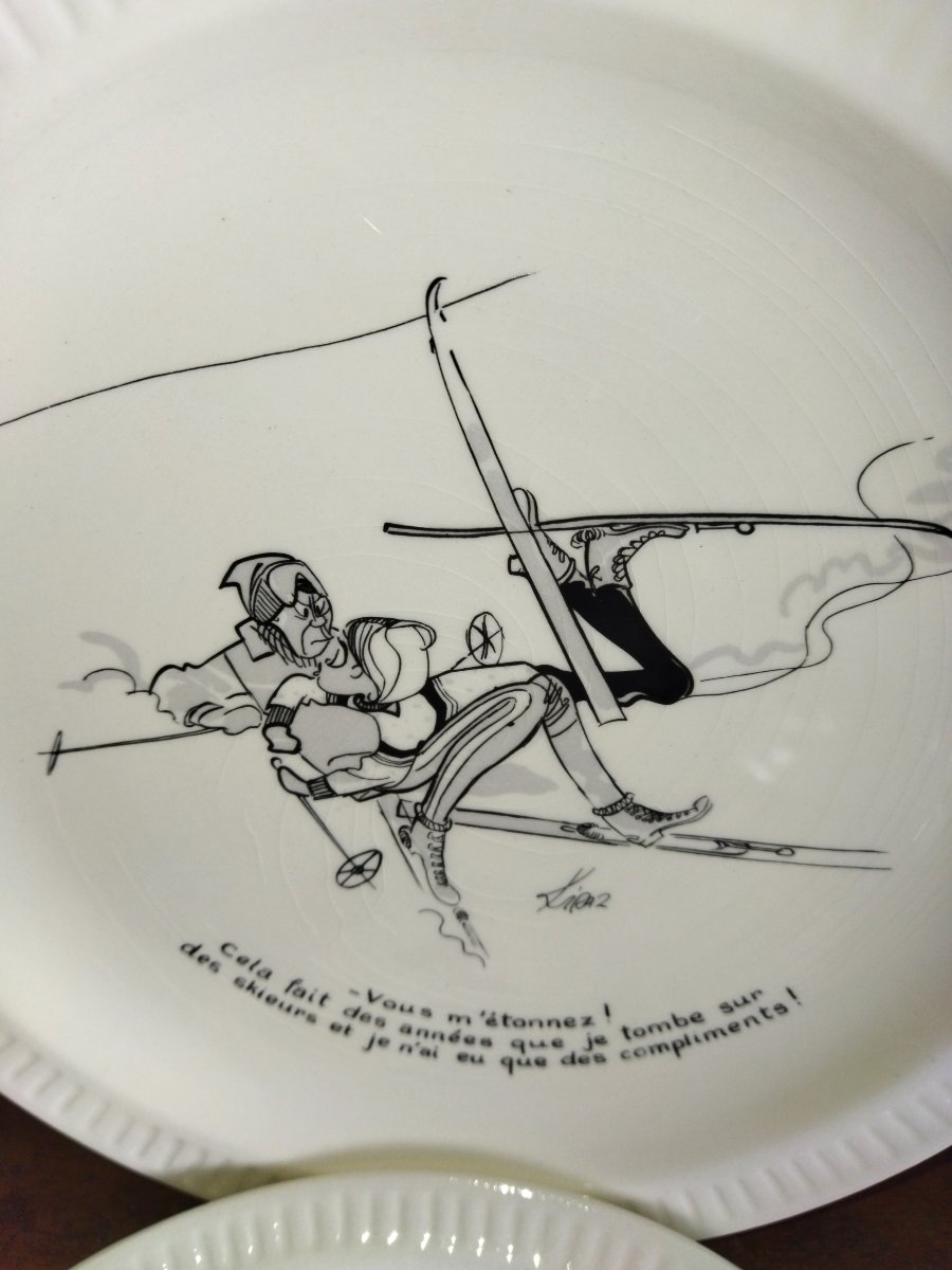 Jacques Faizant, Illustrator. Series Of 12 Illustrated And Captioned Dessert Plates. Collection-photo-6