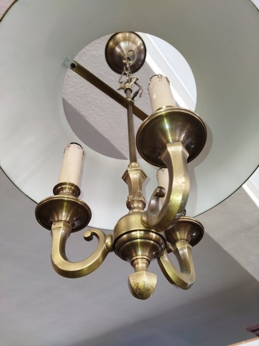 SUSPENSION LUSTRE EN TOLE Peinte 3 Bras de Lumière Style Bouillote-photo-3