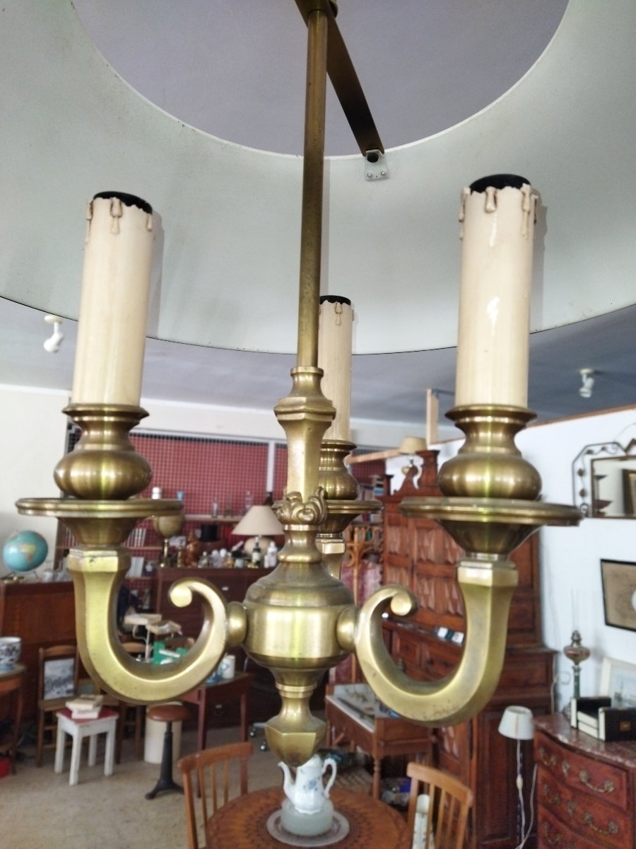 SUSPENSION LUSTRE EN TOLE Peinte 3 Bras de Lumière Style Bouillote-photo-1