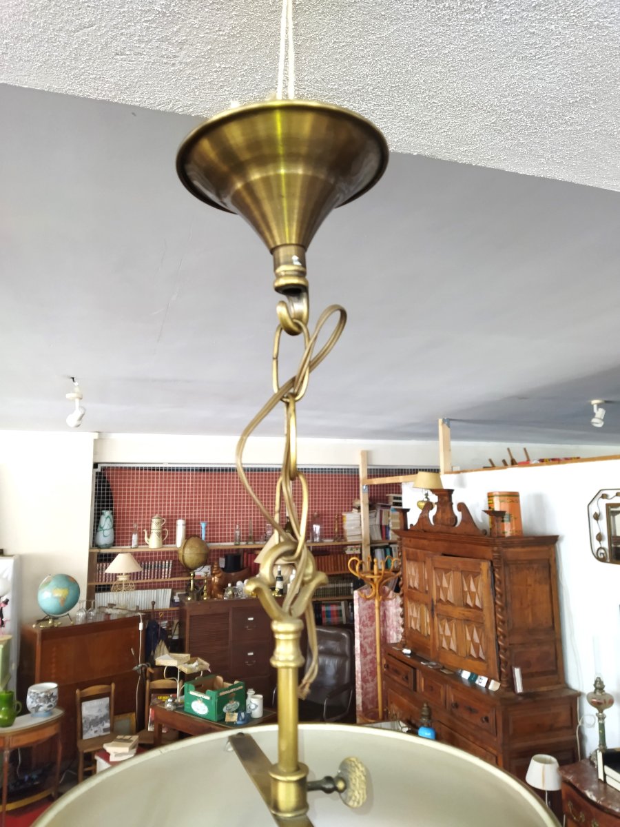 SUSPENSION LUSTRE EN TOLE Peinte 3 Bras de Lumière Style Bouillote-photo-4