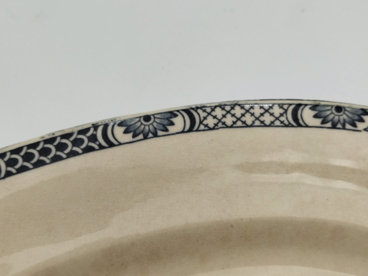 TERRE DE FER  2  Plats ovales Anciens en  Faience de SALINS XIX  ART DE LA TABLE-photo-3