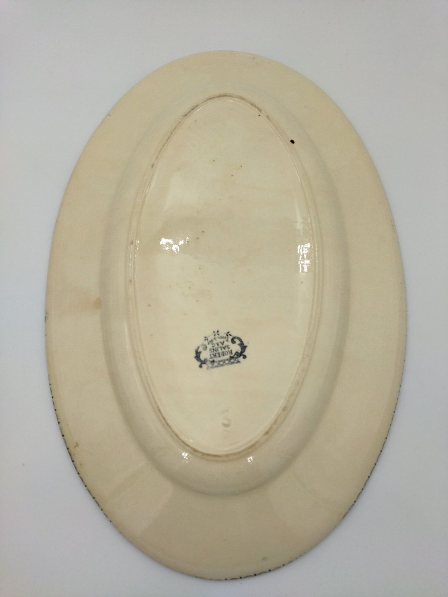 TERRE DE FER  2  Plats ovales Anciens en  Faience de SALINS XIX  ART DE LA TABLE-photo-2