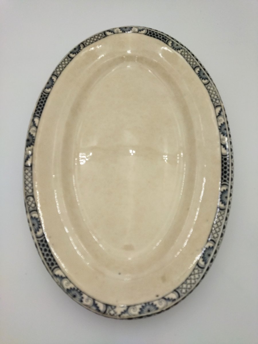 TERRE DE FER  2  Plats ovales Anciens en  Faience de SALINS XIX  ART DE LA TABLE-photo-3