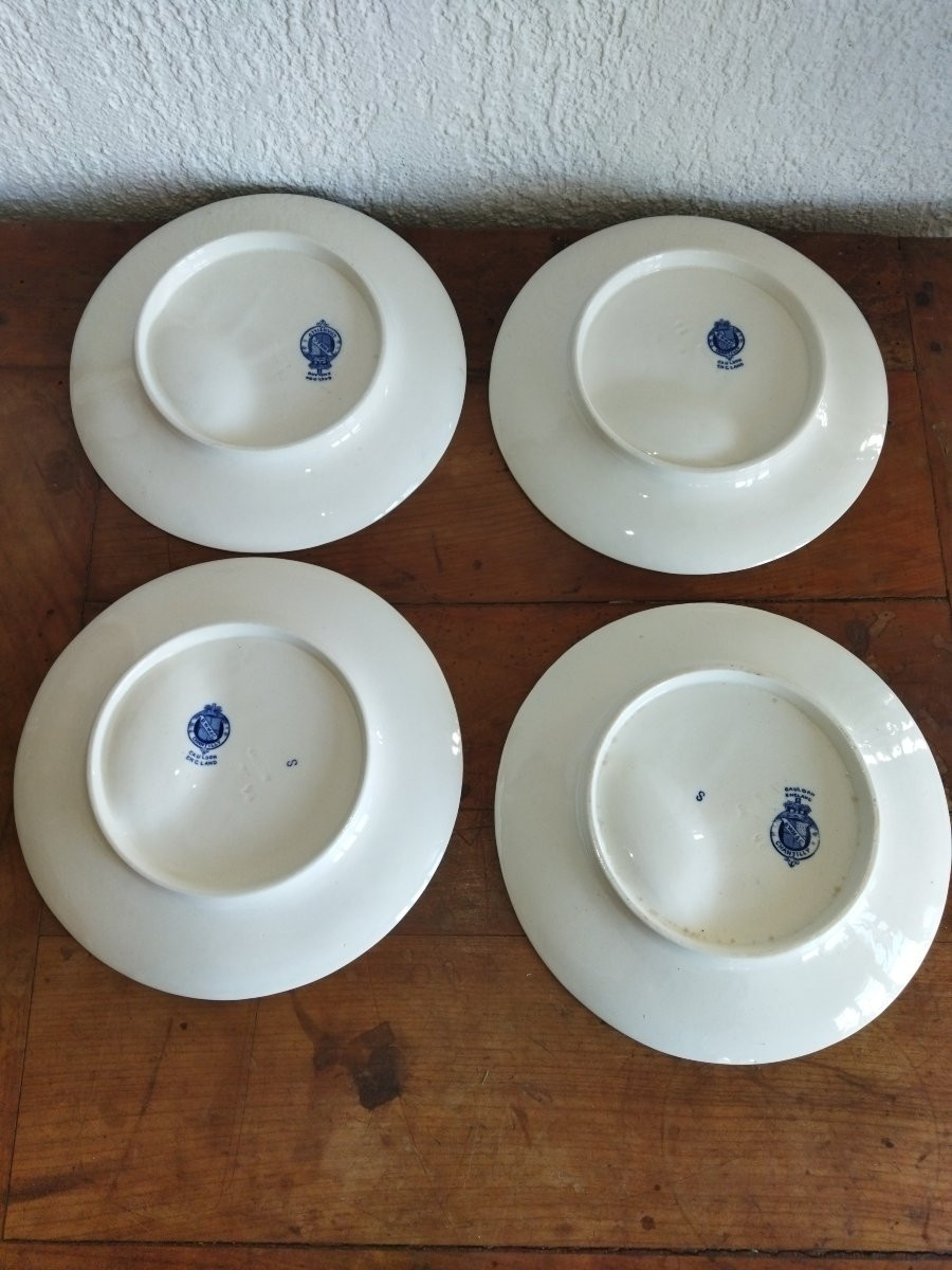 CAULDON CHANTILLY Série de 12 Assiettes Anciennes en Faience Anglaise-photo-6