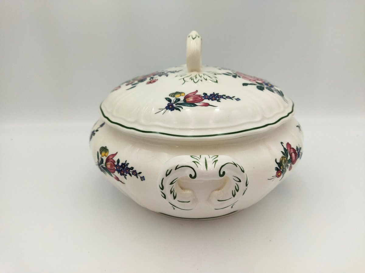 VILLEROY & BOCH   Soupière en Faience Allemande à Décor Floral Polychrome-photo-2