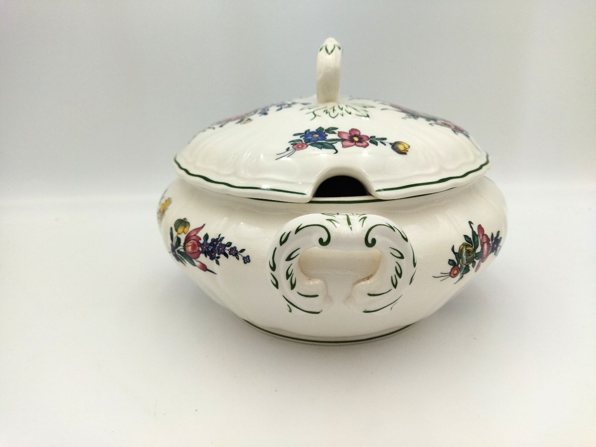 VILLEROY & BOCH   Soupière en Faience Allemande à Décor Floral Polychrome-photo-4