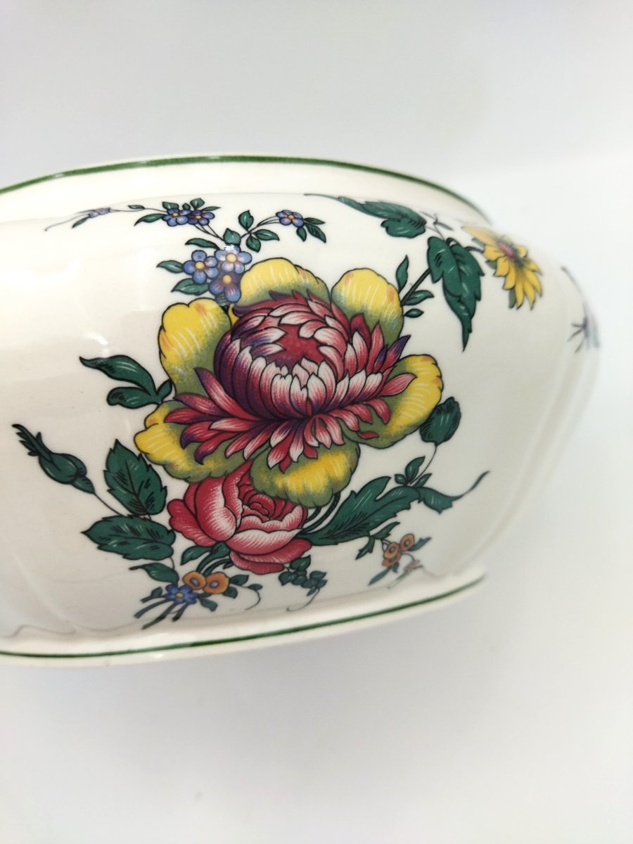 VILLEROY & BOCH   Soupière en Faience Allemande à Décor Floral Polychrome-photo-5