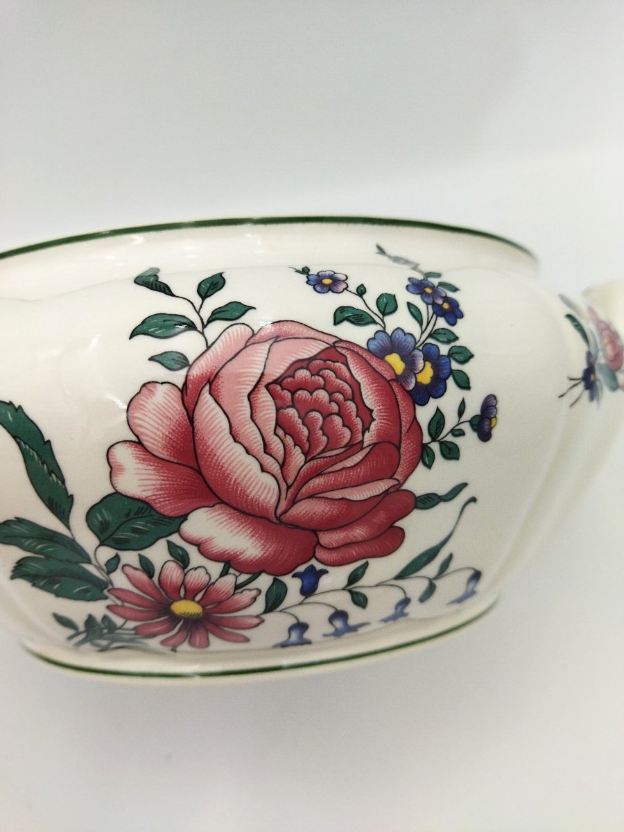 VILLEROY & BOCH   Soupière en Faience Allemande à Décor Floral Polychrome-photo-6