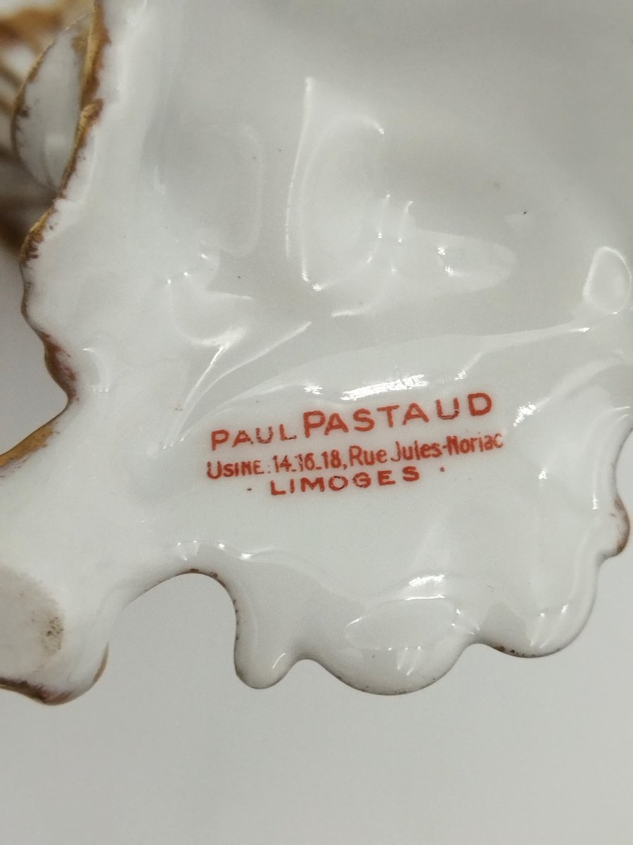 PAIRE DE VASES Porcelaine de LIMOGES Corne d'Abondance Décor Floral et Dorures Paul PASTAUD-photo-6