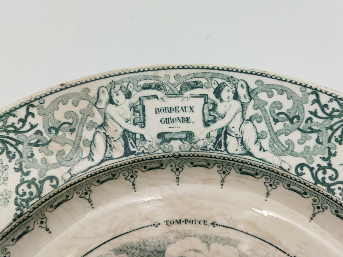 Vieillard Bordeaux Antique Inscribed Earthenware Plate "victorious General" Napoleon I 19th Century-photo-1