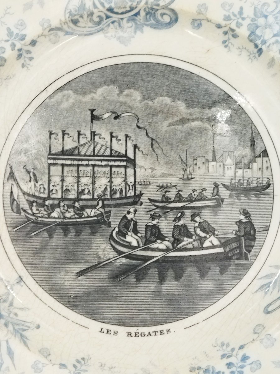 VIEILLARD BORDEAUX Série de 4 Assiettes anciennes Légendées Illustrées Thème Navire Bateaux XIX-photo-6